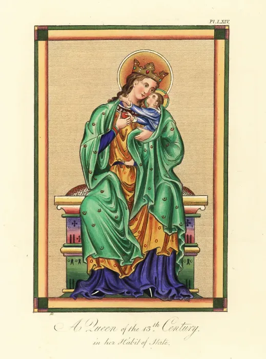 Framed Print : Medieval queen in ceremonial robes, 13th century Framed Print : Medieval queen in ceremonial robes, 13th century