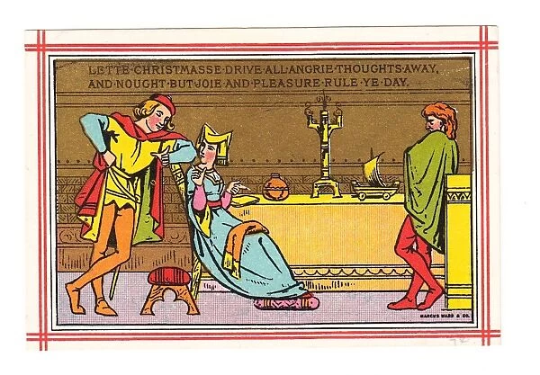 Medieval scene on a Christmas card
