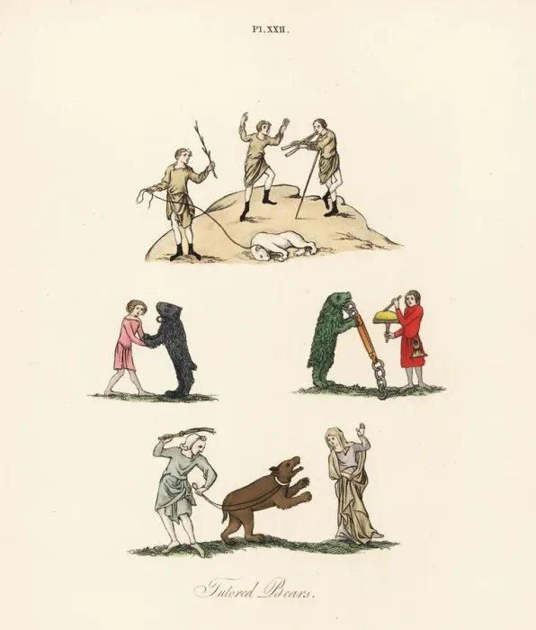 Framed Print : Medieval trained bears Framed Print : Medieval trained bears