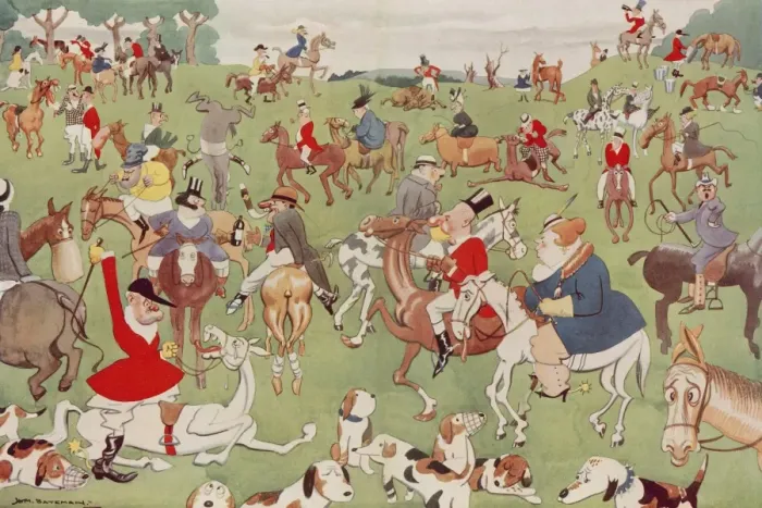 Framed Print : A Meet Of The Foulvale Dudhounds. by H. M. Bateman Framed Print : A Meet Of The Foulvale Dudhounds. by H. M. Bateman