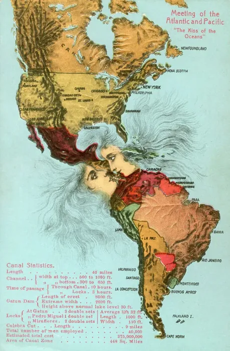 Framed Print : The meeting of the Atlantic and Pacific - Kiss of the Oceans through the Panama Canal. Date: circa 1905 Framed Print : The meeting of the Atlantic and Pacific - Kiss of the Oceans through the Panama Canal. Date: circa 1905