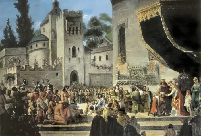Framed Print : Meeting of Christopher Columbus with the Catholic Framed Print : Meeting of Christopher Columbus with the Catholic