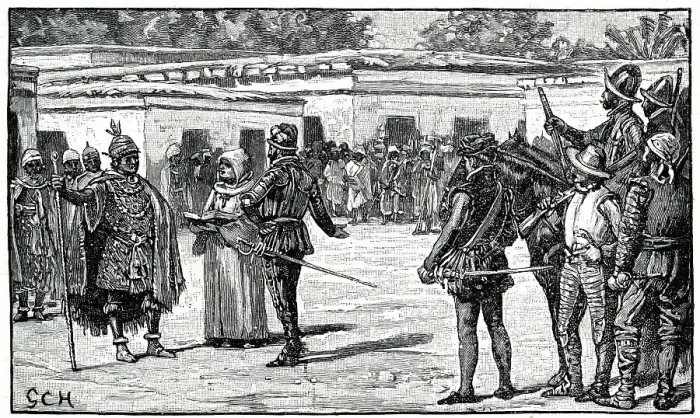Framed Print : Meeting of Francisco Pizarro and the Inca Atahualpa, Peru Framed Print : Meeting of Francisco Pizarro and the Inca Atahualpa, Peru