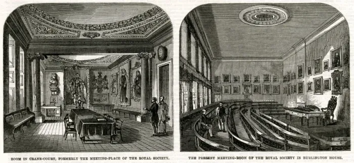 Framed Print : Meeting rooms of the Royal Society 1863 Framed Print : Meeting rooms of the Royal Society 1863