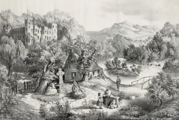 Framed Print : The meeting of the waters: in the Vale of Avoca, County Wick Framed Print : The meeting of the waters: in the Vale of Avoca, County Wick