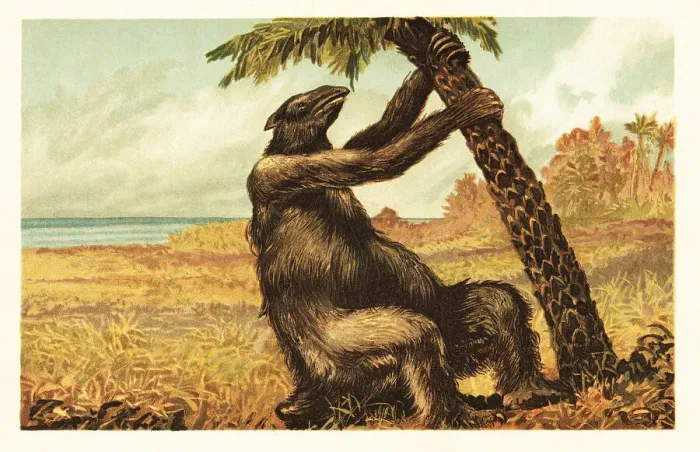 Framed Print : Megatherium americanum pulling on a palm tree Framed Print : Megatherium americanum pulling on a palm tree