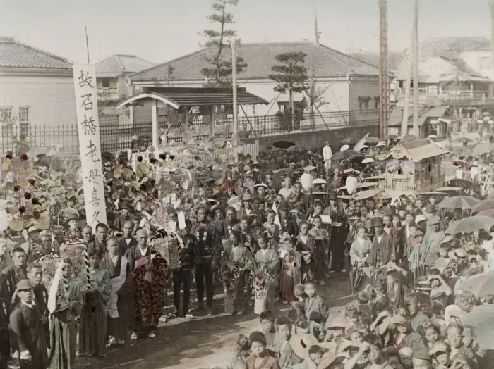 Framed Print : Meiji era Japan: procession Framed Print : Meiji era Japan: procession