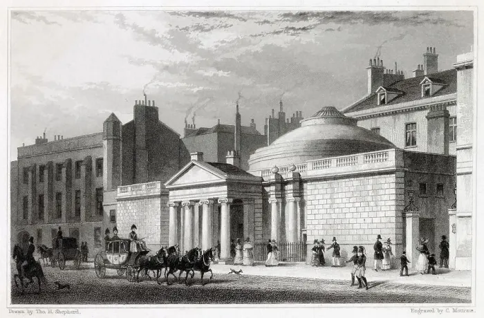 Framed Print : Melbourne House and part of the old Treasury, Whitehall. Date: circa 1828 Framed Print : Melbourne House and part of the old Treasury, Whitehall. Date: circa 1828