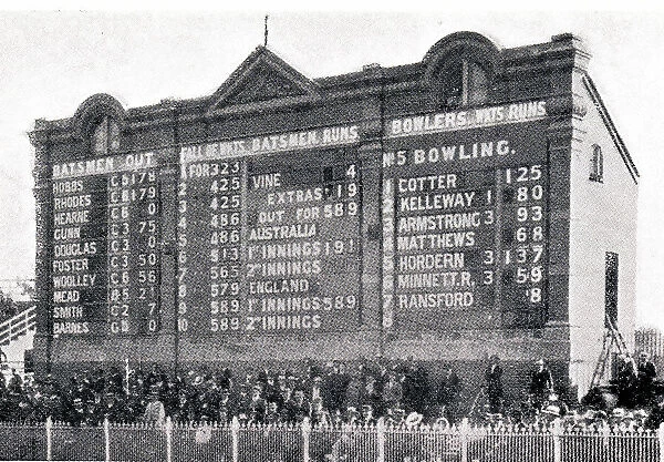 Melbourne scoreboard showing England's 589 total