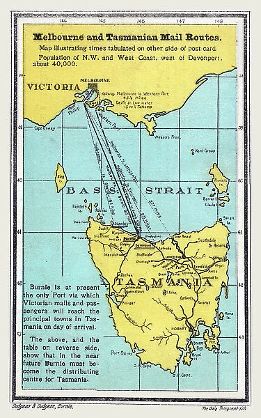 Melbourne and Tasmanian Mail Routes - Australia