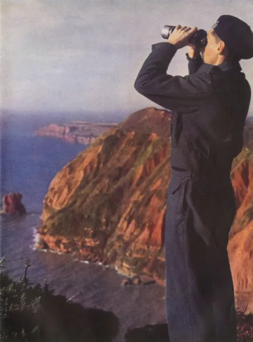 Framed Print : Member of the Royal Observer Corps on the cliffs of England Framed Print : Member of the Royal Observer Corps on the cliffs of England