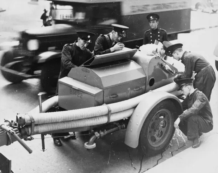 Framed Print : Members of the Auxiliary Fire Service are responsible for the maintenance of their Framed Print : Members of the Auxiliary Fire Service are responsible for the maintenance of their