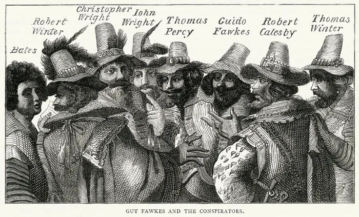 Framed Print : Members of the Gunpowder Treason plot. Date: 5th November 1605 Framed Print : Members of the Gunpowder Treason plot. Date: 5th November 1605