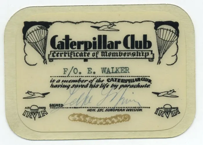 Framed Print : Membership card for the Caterpillar Club belonging to Flight Officer Edwin Walker Framed Print : Membership card for the Caterpillar Club belonging to Flight Officer Edwin Walker
