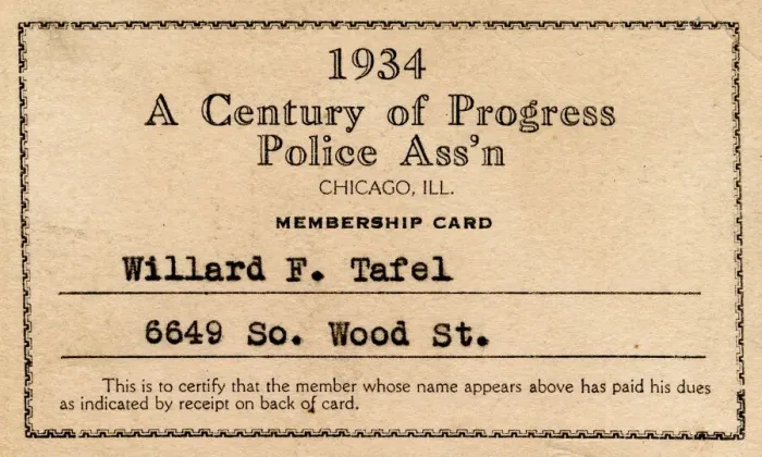 Framed Print : Membership card, Police Association, Chicago, USA Framed Print : Membership card, Police Association, Chicago, USA