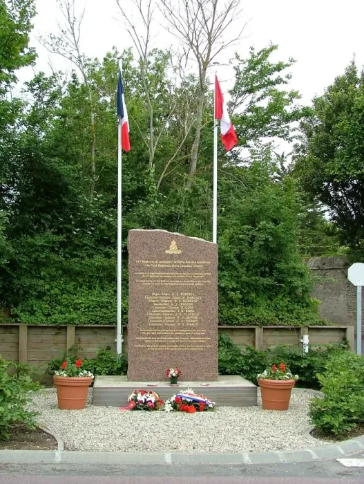 Framed Print : Memorial to 14th Field Regiment RCA, Bernieres Framed Print : Memorial to 14th Field Regiment RCA, Bernieres