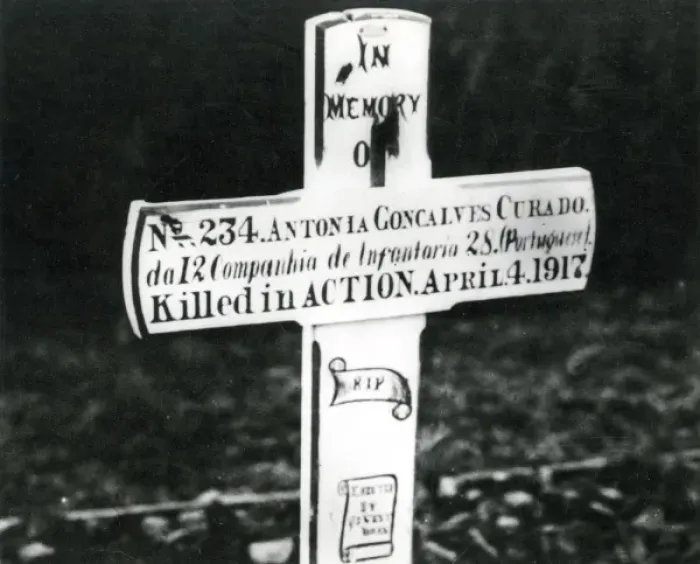 Framed Print : Memorial to first Portuguese soldier killed in action, WW1 Framed Print : Memorial to first Portuguese soldier killed in action, WW1