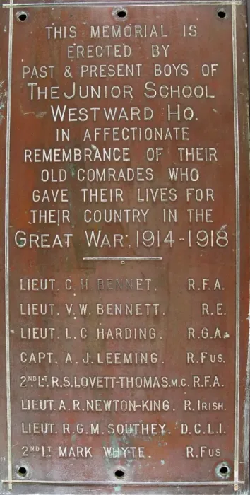 Framed Print : Memorial plaque, Westward Ho Junior School, WW1 Framed Print : Memorial plaque, Westward Ho Junior School, WW1