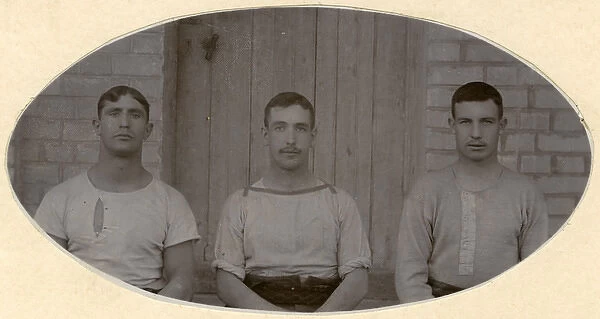 Three men, British soldiers from the Royal Inniskilling Fusiliers posted to China