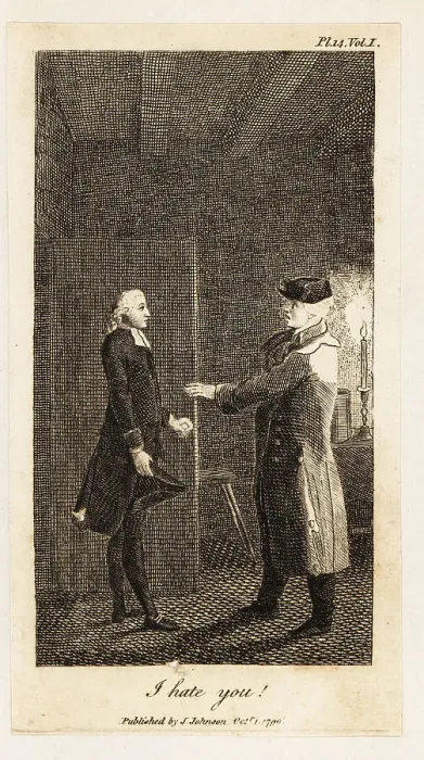 Framed Print : Two men arguing in a candlelit room, 18th century Framed Print : Two men arguing in a candlelit room, 18th century