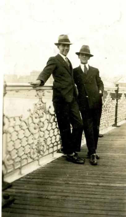 Framed Print : Two men on Brighton Pier, Brighton, East Sussex Framed Print : Two men on Brighton Pier, Brighton, East Sussex