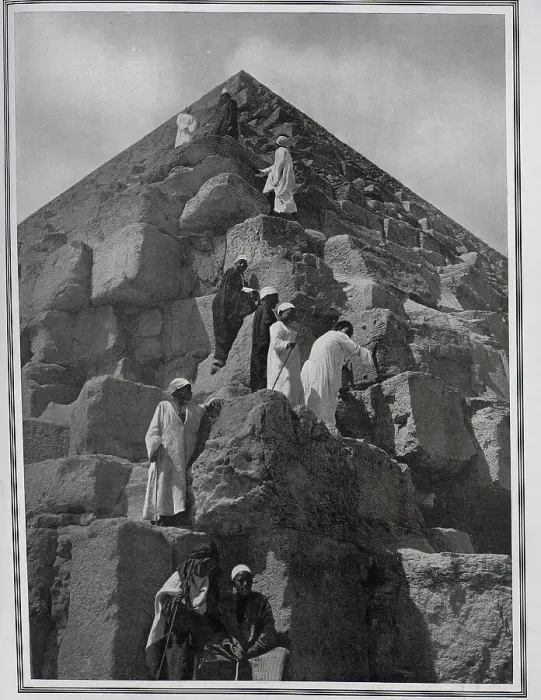Framed Print : Men climbing pyramid in Egypt Framed Print : Men climbing pyramid in Egypt
