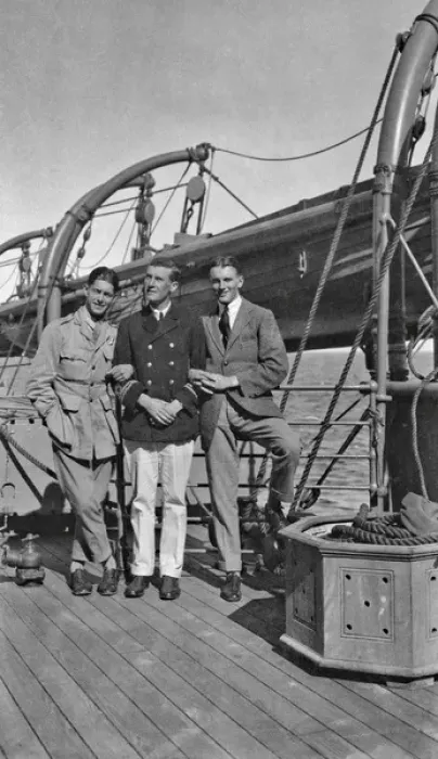 Framed Print : Three men on the deck of a ship Framed Print : Three men on the deck of a ship