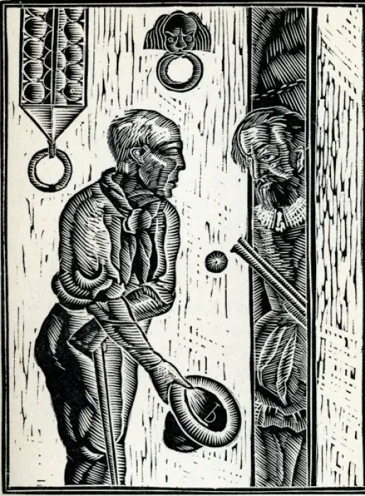 Framed Print : Two men at a door Framed Print : Two men at a door