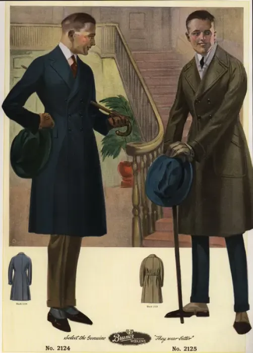 Framed Print : Men in double-breasted coats carrying canes Framed Print : Men in double-breasted coats carrying canes