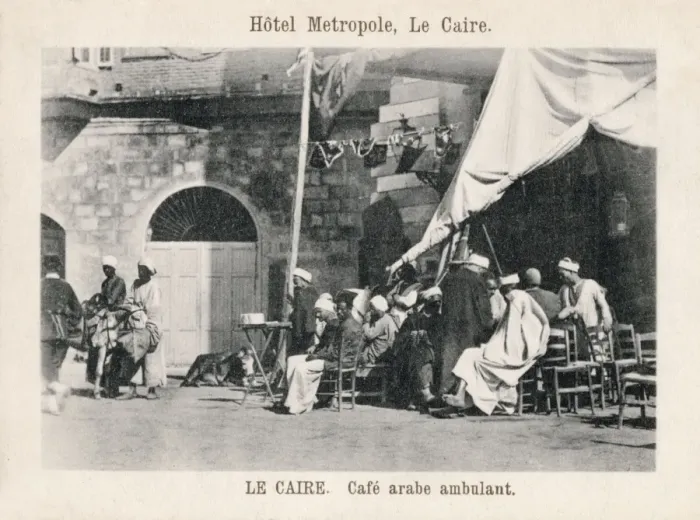 Framed Print : Men drinking coffee at the Metropolitan Hotel, Cairo Framed Print : Men drinking coffee at the Metropolitan Hotel, Cairo