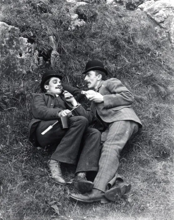 Framed Print : Two men enjoying a smoke, Pembrokeshire, South Wales Framed Print : Two men enjoying a smoke, Pembrokeshire, South Wales