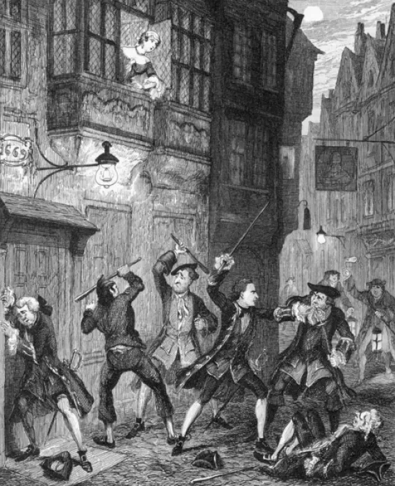 Framed Print : Men fighting on the streets of London Framed Print : Men fighting on the streets of London