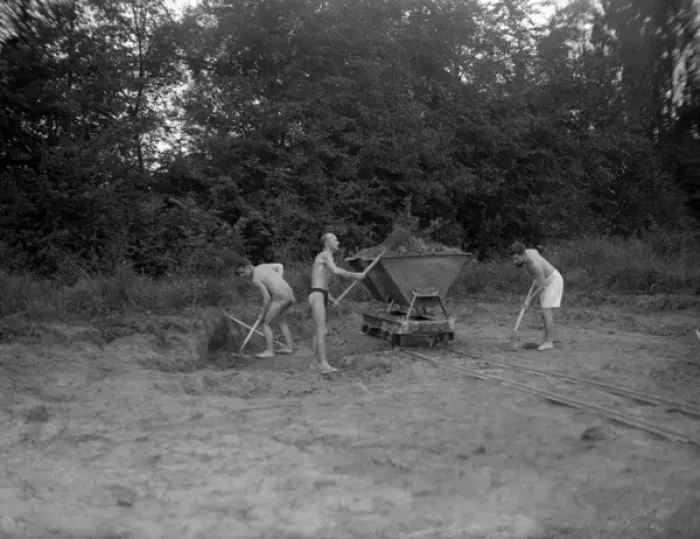 Framed Print : Men at Holiday Camp Framed Print : Men at Holiday Camp