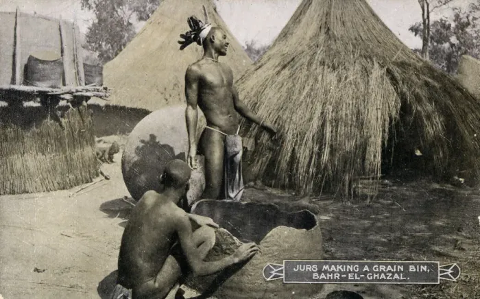 Framed Print : Men of the Luwo tribe making a Grain Bin in the Bahr-el-Ghazal ( Sea of Gazelles Framed Print : Men of the Luwo tribe making a Grain Bin in the Bahr-el-Ghazal ( Sea of Gazelles