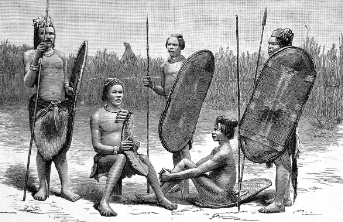 Framed Print : Men of the Niam-Niam Tribe, Sudan, c. 1887 Framed Print : Men of the Niam-Niam Tribe, Sudan, c. 1887