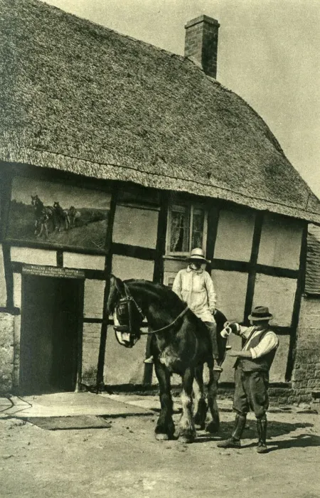 Framed Print : Men outside the Plough and Harrow Inn, Worcestershire Framed Print : Men outside the Plough and Harrow Inn, Worcestershire
