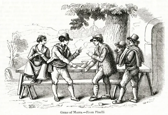 Framed Print : Men playing the ancient game of Morra, Italy Framed Print : Men playing the ancient game of Morra, Italy