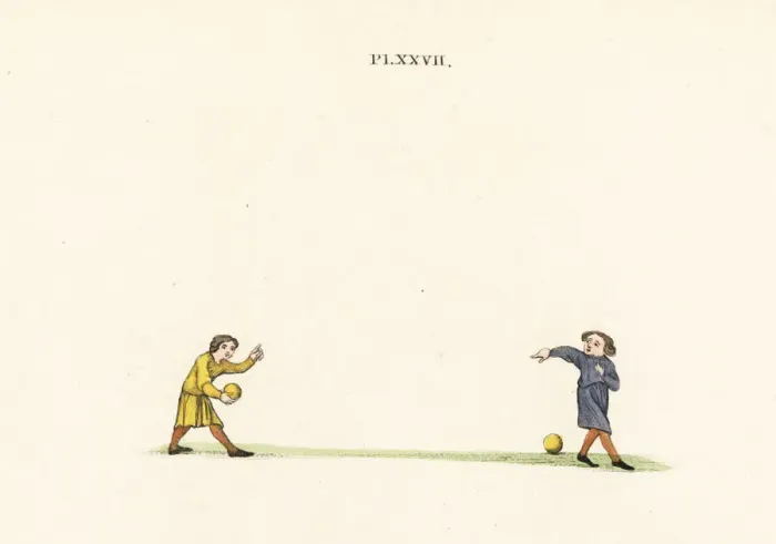 Framed Print : Men playing bowls, 14th century Framed Print : Men playing bowls, 14th century