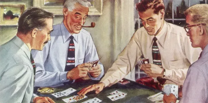 Framed Print : Men Playing Cards Date: 1948 Framed Print : Men Playing Cards Date: 1948