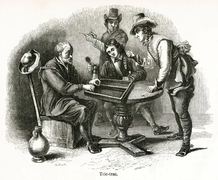 Framed Print : Men playing Tric Trac (Backgammon) Framed Print : Men playing Tric Trac (Backgammon)