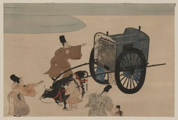 Framed Print : Three men, possibly court officials, and two girls with a tw Framed Print : Three men, possibly court officials, and two girls with a tw