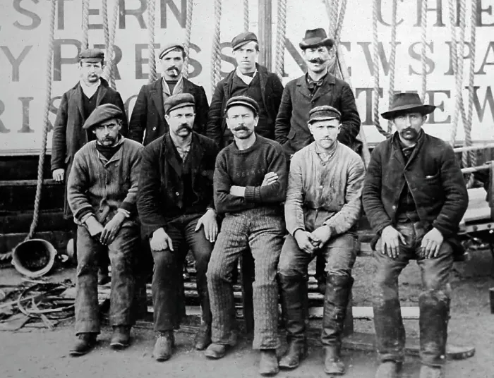 Framed Print : Men rescued by the Newquay Lifeboat, Victorian period Framed Print : Men rescued by the Newquay Lifeboat, Victorian period