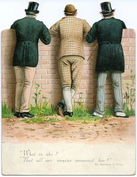 Three men on a reversible New Year card