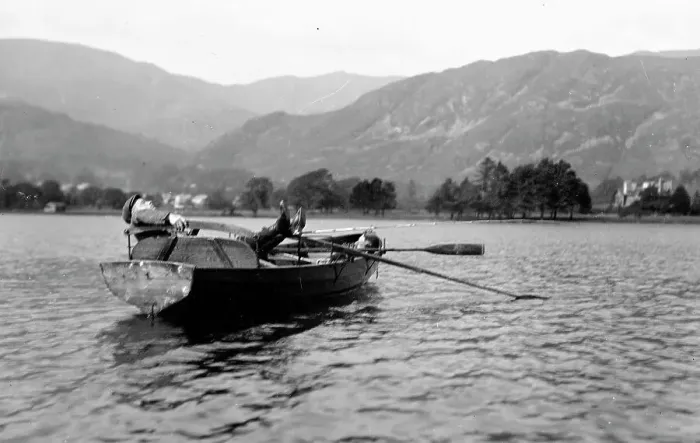 Framed Print : Two men in rowing boat, Coniston Framed Print : Two men in rowing boat, Coniston