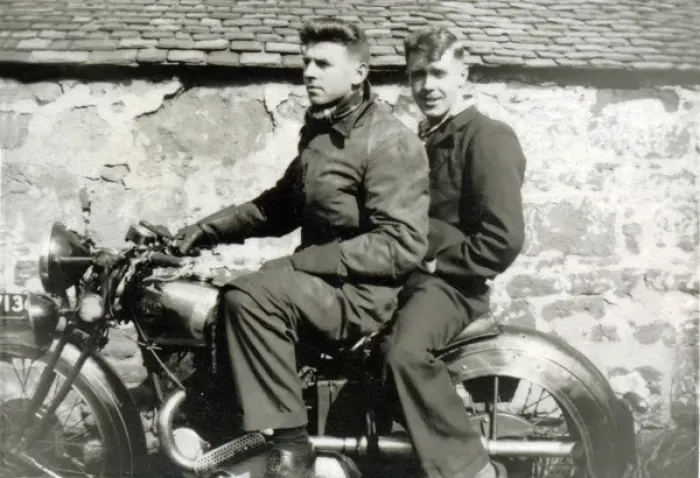 Framed Print : Two men on Rudge Special Framed Print : Two men on Rudge Special