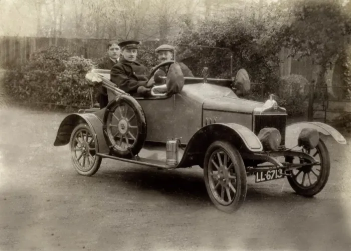 Framed Print : Three men sitting in car outside Quex House Framed Print : Three men sitting in car outside Quex House