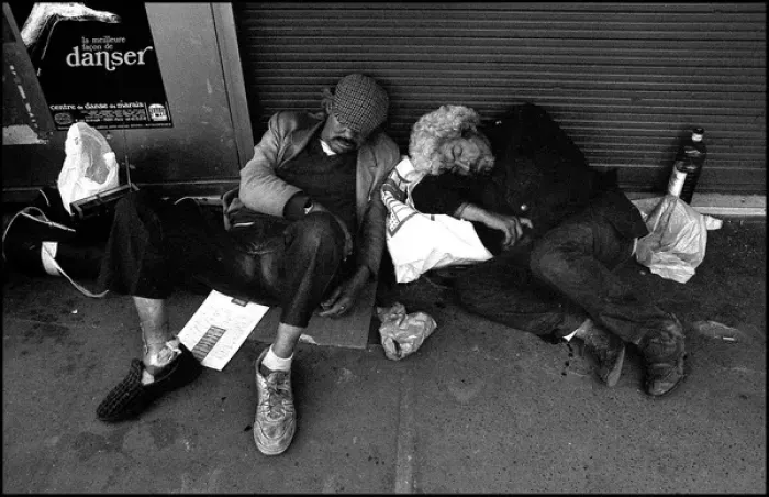 Framed Print : Men sleeping in street, Paris, France Framed Print : Men sleeping in street, Paris, France
