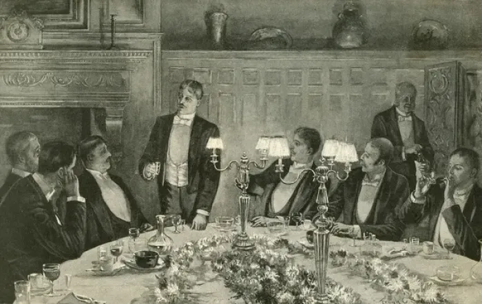 Framed Print : Men at a Stag Night dinner Framed Print : Men at a Stag Night dinner