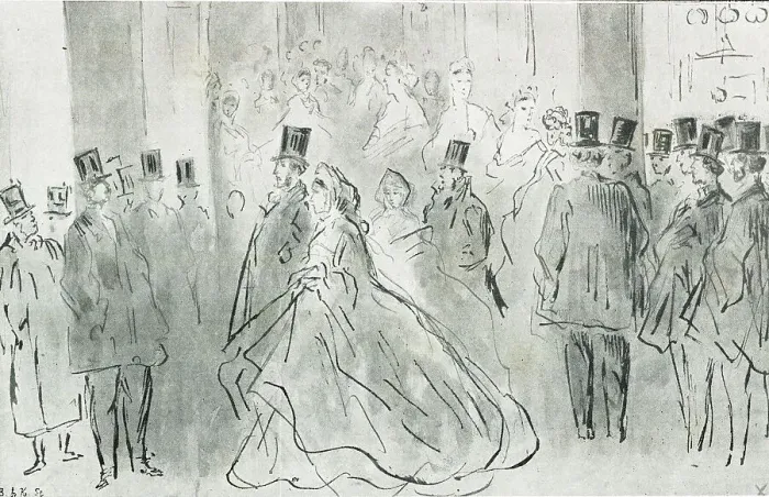 Framed Print : Men and women coming out of the opera, Paris Framed Print : Men and women coming out of the opera, Paris