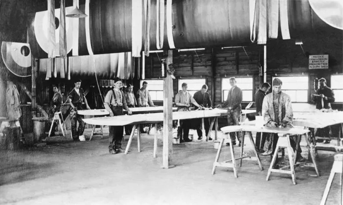 Framed Print : Men Working in the Dope Shed Workshop at the Royal Aircr? Framed Print : Men Working in the Dope Shed Workshop at the Royal Aircr?